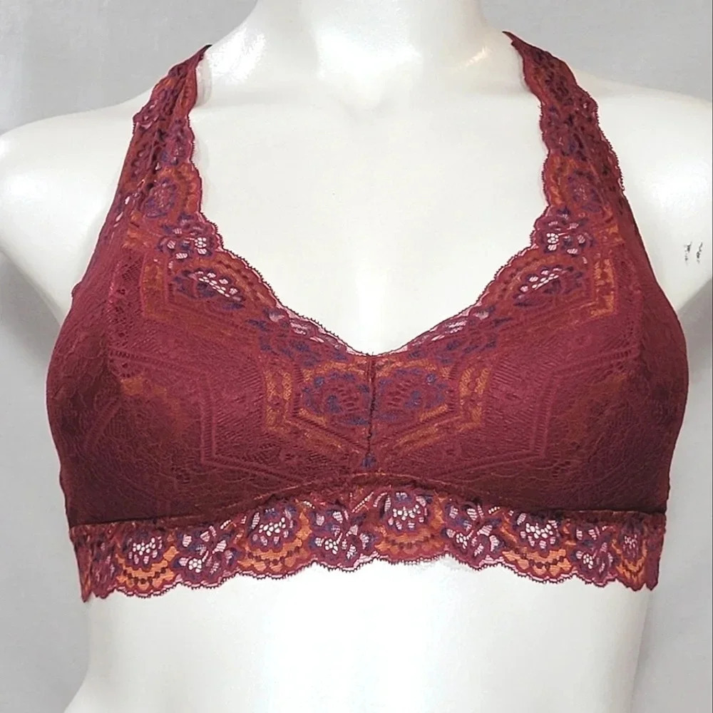 MEDIUM Gilligan & O'Malley Lace‎ Pullover Racerback Bralette Red Multi NWT